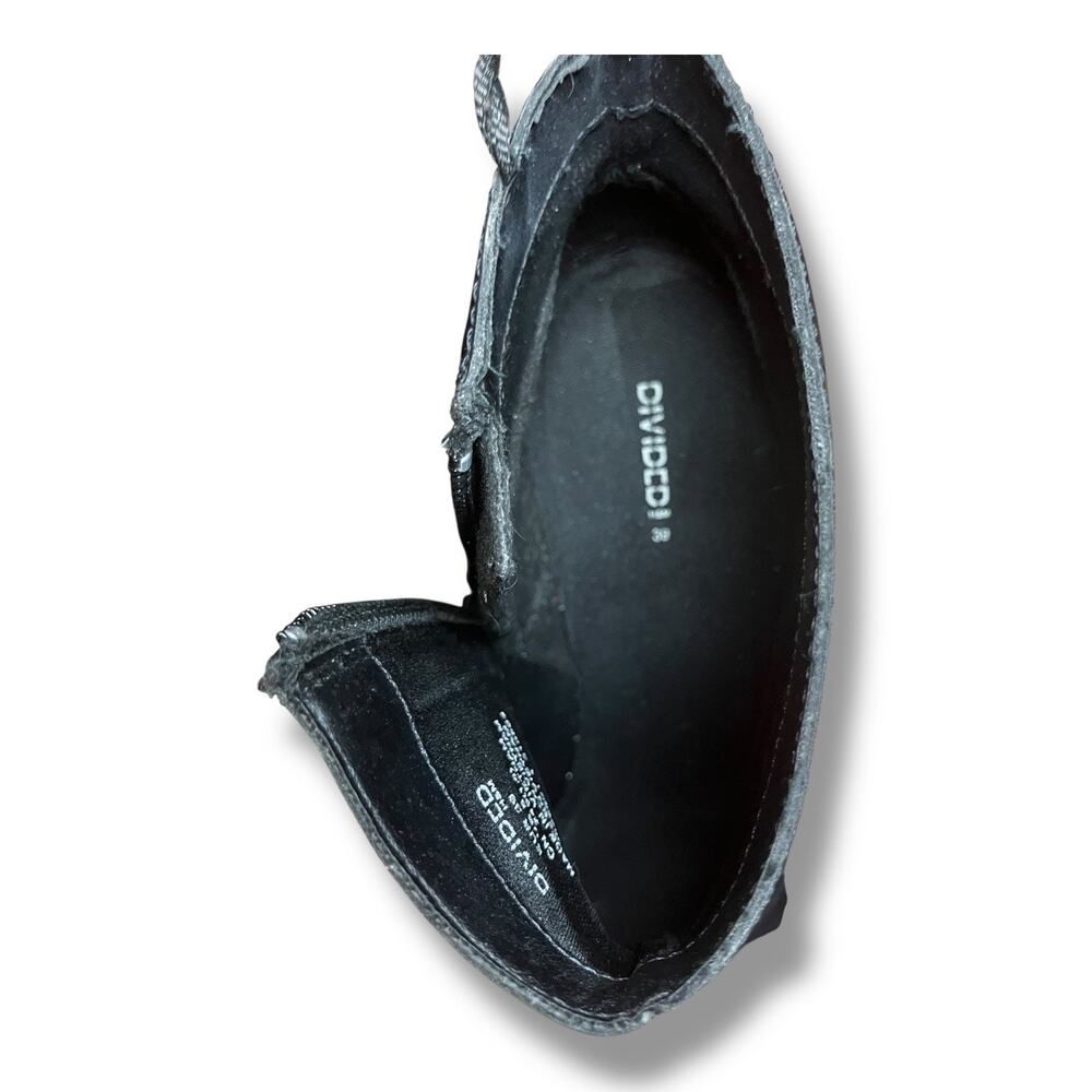H&M Divided Black Chunky Heel Ankle Boots Women’s Size 8 EUR 39 Platform Block - Picture 5 of 10